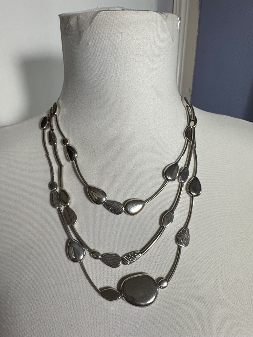 Silver Multi-Strand Teardrop Necklace - Women Jewelry
